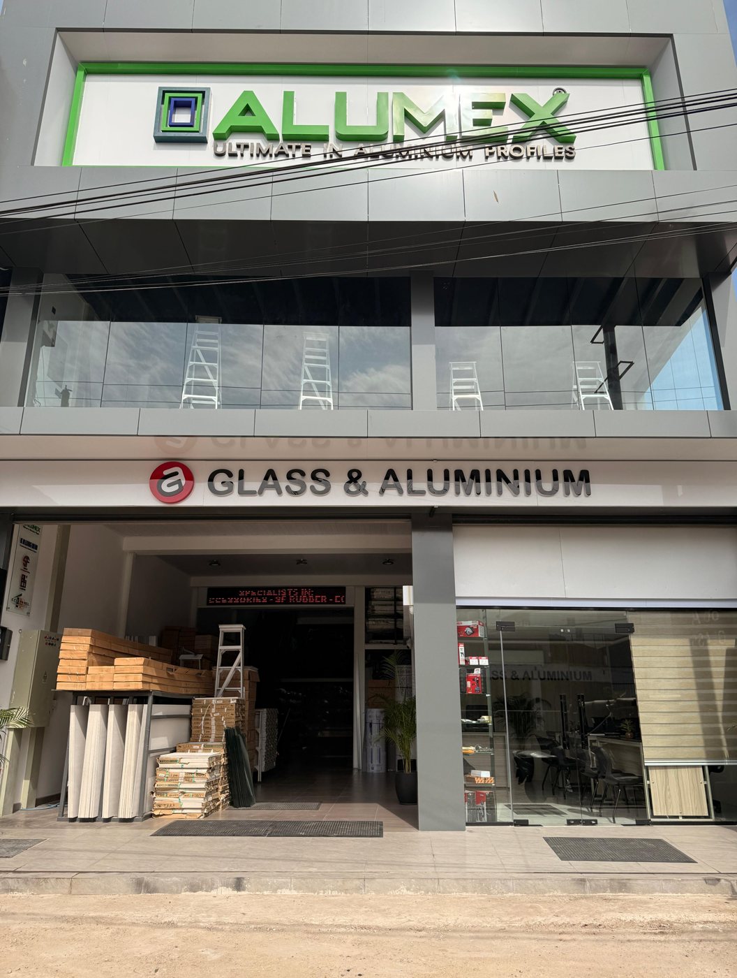 Glass & Aluminium ground-floor shop entrance on Galle Road, Dehiwala